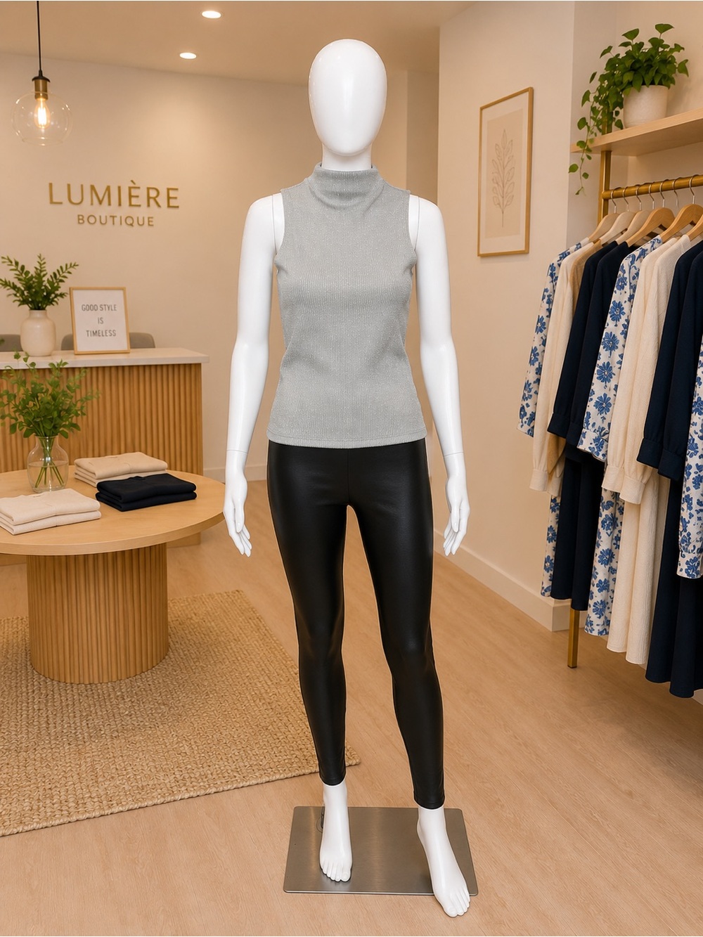 H&M Silver Sleeveless Blouse